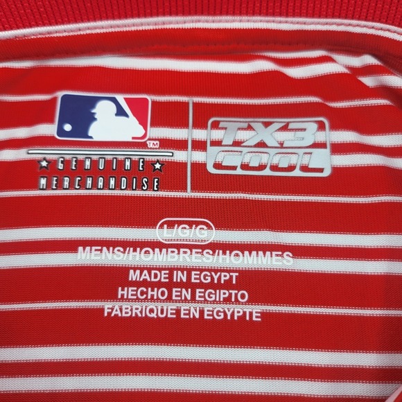 St Louise Cardinal Men's Large Red Stripes TX3 Cool SS Golf Polo Shirt MLB - Picture 7 of 8
